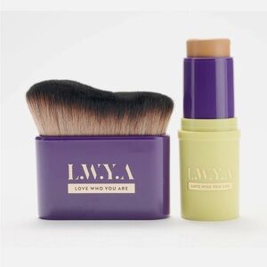 LWYA by Kim Gravel Gone In A Swipe Foundation & Brush Set-Rich Tan-NEW-A673732